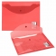 Папка-конверт с кнопкой МАЛОГО ФОРМАТА (240х190 мм), А5, прозрачная, красная, 0,15 мм, STAFF, 270465 - 4