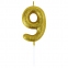 Свеча-цифра для торта "9" золотая с глиттером, 6 см, ЗОЛОТАЯ СКАЗКА, на шпажке, в блистере, 591422 - 1