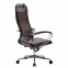 Кресло офисное МЕТТА "К-29" хром, рецик. кожа, сиденье и спинка мягкие, темно-коричневое - 4