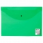 Папка-конверт с кнопкой STAFF, А4, до 100 листов, прозрачная, зеленая 0,15 мм, 270468 - 1