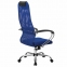 Кресло офисное МЕТТА "SU-B-8" хром, ткань-сетка, сиденье мягкое, синее - 4