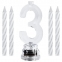 Цифра-подсвечник "3" светодиодная, ЗОЛОТАЯ СКАЗКА, в наборе 4 свечи 6 см, 1 батарейка, 591426 - 1