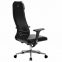 Кресло офисное МЕТТА "К-29-2D" хром, рецик. кожа, сиденье и спинка мягкие, черное - 4