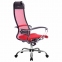 Кресло офисное МЕТТА "К-3" хром, ткань-сетка, сиденье и спинка регулируемые, красное - 4
