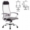 Кресло офисное МЕТТА "К-3" хром, ткань-сетка, сиденье и спинка регулируемые, светло-серое - 1