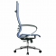 Кресло офисное МЕТТА "К-7" хром, прочная сетка, сиденье и спинка регулируемые, голубое - 3
