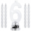 Цифра-подсвечник "6" светодиодная, ЗОЛОТАЯ СКАЗКА, в наборе 4 свечи 6 см, 1 батарейка, 591429 - 1