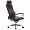 Кресло офисное МЕТТА "К-32" хром, рецик. кожа, подголовник, сиденье и спинка мягкие, темно-коричневое - 4