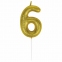 Свеча-цифра для торта "6" золотая с глиттером, 6 см, ЗОЛОТАЯ СКАЗКА, на шпажке, в блистере, 591419 - 1