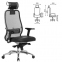 Кресло офисное МЕТТА "SAMURAI" SL-3.04, с подголовником, сверхпрочная ткань-сетка/экокожа, черное - 1