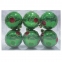 Шары елочные, НАБОР 6 шт., пластик, диаметр 6 см, с рисунком, цвет зеленый (глянец), 59586 - 1