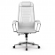 Кресло офисное МЕТТА "К-31" хром, рецик. кожа, сиденье и спинка мягкие, белое - 3