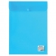 Папка-конверт с кнопкой BRAUBERG, вертикальная, А4, до 100 листов, прозрачная, синяя, 0,15 мм, 224977 - 1