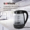 Чайник SONNEN KT-200BK, 1,7 л, 2200 Вт, закрытый нагревательный элемент, стекло, подсветка, черный, 451709 - 5