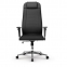 Кресло офисное МЕТТА "К-29-2D" хром, рецик. кожа, сиденье и спинка мягкие, черное - 3