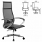 Кресло офисное МЕТТА "К-7" хром, прочная сетка, сиденье и спинка регулируемые, черное - 1