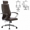 Кресло офисное МЕТТА "К-32" хром, рецик. кожа, подголовник, сиденье и спинка мягкие, темно-коричневое - 1