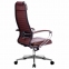 Кресло офисное МЕТТА "К-6" хром, рецик. кожа, сиденье и спинка мягкие, темно-коричневое - 3