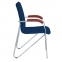 Кресло для приемных и переговорных "Samba", деревянные накладки, хромированный каркас, кожзам, синий - 1