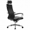Кресло офисное МЕТТА "К-32" хром, рецик. кожа, подголовник, сиденье и спинка мягкие, черное - 4