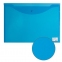 Папка-конверт с кнопкой БОЛЬШОГО ФОРМАТА (305х435 мм), А3, прозрачная, синяя, 0,18 мм, BRAUBERG, 224034 - 5
