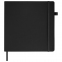 Скетчбук, черная бумага 140 г/м2 200х200 мм, 80 л., КОЖЗАМ, резинка, карман, BRAUBERG ART, черный, 113204 - 9