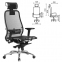 Кресло офисное МЕТТА "SAMURAI" S-3.04, с подголовником, сверхпрочная ткань-сетка, черное - 1