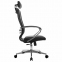 Кресло офисное МЕТТА "К-32" хром, рецик. кожа, подголовник, сиденье и спинка мягкие, черное - 2