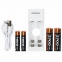 Батарейки аккумуляторные с зарядным устройством пальчиковые/мизинчиковые 4 шт., AA+AAA 2700 / 1000 mAh, SONNEN, 455005 - 1