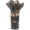 Набор силиконовых кухонных принадлежностей с деревянными ручками 12 в 1, серо-коричневый, DASWERK, 608195 - 1