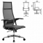 Кресло офисное МЕТТА "К-7-Т" хром, прочная сетка, сиденье и спинка регулируемые, черное - 1