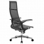 Кресло офисное МЕТТА "К-7-Т" хром, прочная сетка, сиденье и спинка регулируемые, черное - 4