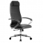 Кресло офисное МЕТТА "К-6" хром, рецик. кожа, сиденье и спинка мягкие, черное - 10