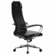 Кресло офисное МЕТТА "К-29" хром, рецик. кожа, сиденье и спинка мягкие, черное - 4