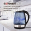 Чайник SONNEN KT-201, 1,7 л, 2200 Вт, закрытый нагревательный элемент, стекло, подсветка, черный, 451712 - 5