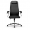 Кресло офисное МЕТТА "К-29" хром, рецик. кожа, сиденье и спинка мягкие, черное - 3