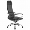 Кресло офисное МЕТТА "К-5.1" хром, ткань-сетка/кожа, сиденье мягкое, черное - 4