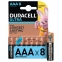 Батарейки КОМПЛЕКТ 8 шт., DURACELL Ultra, AAA (LR03, 24А), алкалиновые, мизинчиковые, блистер - 1