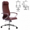 Кресло офисное МЕТТА "К-6" хром, рецик. кожа, сиденье и спинка мягкие, темно-коричневое - 1