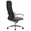 Кресло офисное МЕТТА "К-6" хром, рецик. кожа, сиденье и спинка мягкие, черное - 3