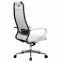 Кресло офисное МЕТТА "К-6" хром, рецик. кожа, сиденье и спинка мягкие, белое - 3
