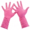 Перчатки хозяйственные латексные, хлопчатобумажное напыление, размер M (средний), розовые, PACLAN "Practi Comfort", 407271 - 1