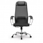 Кресло офисное МЕТТА "К-5.1" хром, ткань-сетка/кожа, сиденье мягкое, черное - 3