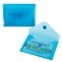 Папка-конверт с кнопкой МАЛОГО ФОРМАТА (74х105 мм), А7 (для дисконтных, банковских карт, визиток) прозр, синяя, 0,18 мм, BRAUBERG, 227323 - 4