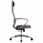 Кресло офисное МЕТТА "К-6" хром, рецик. кожа, сиденье и спинка мягкие, темно-коричневое - 2