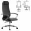 Кресло офисное МЕТТА "К-6" хром, рецик. кожа, сиденье и спинка мягкие, черное - 1