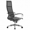 Кресло офисное МЕТТА "К-7" хром, прочная сетка, сиденье и спинка регулируемые, черное - 4