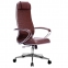 Кресло офисное МЕТТА "К-6" хром, рецик. кожа, сиденье и спинка мягкие, темно-коричневое - 10