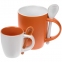 Кофейная кружка Pairy с ложкой, оранжевая с белой - 7