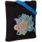 Холщовая сумка «Узор», черная с ярко-синими ручками - 1
